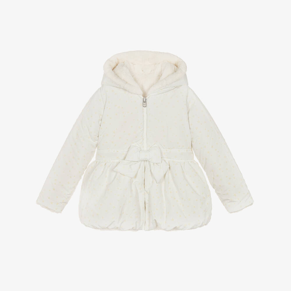 Lapin House-Girls Ivory Reversible Bow Coat | Childrensalon Outlet