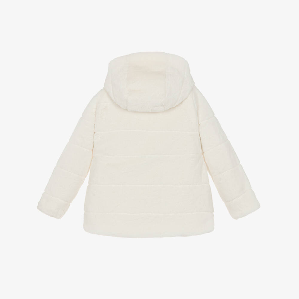 Lapin House-Girls Ivory Reversible Star & Faux Fur Coat | Childrensalon Outlet