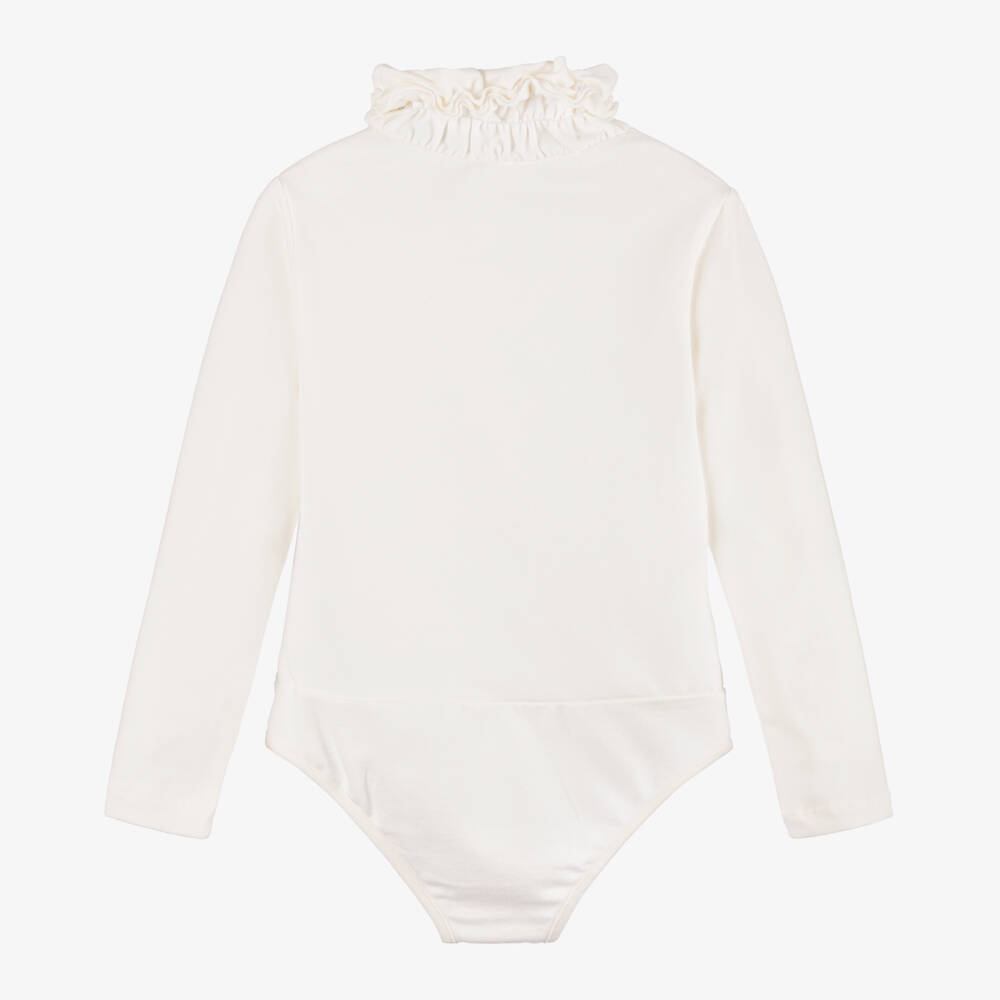 Lapin House-أفرول بيبي غرو بياقة كشكش قطن لون عاجي | Childrensalon Outlet