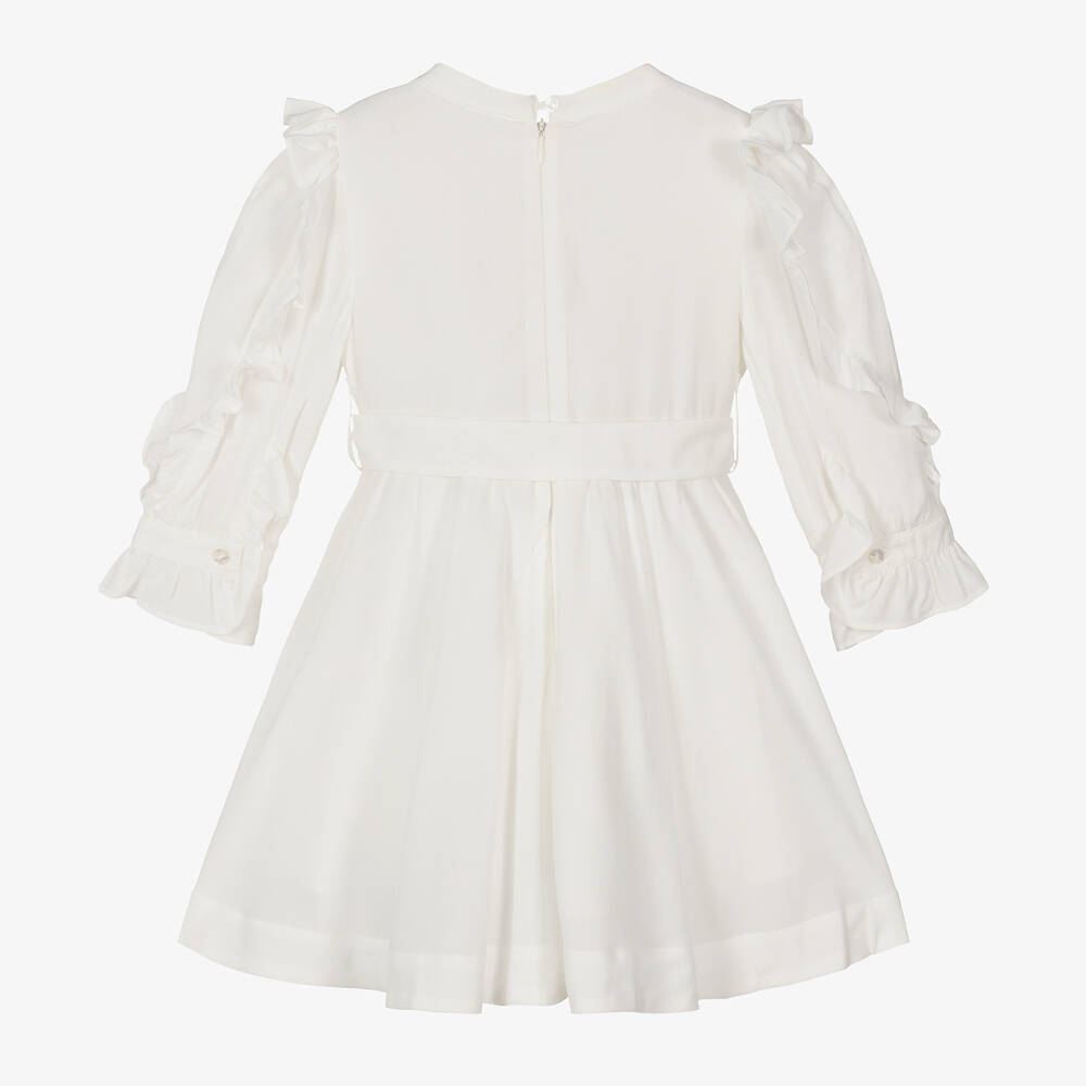 Lapin House-فستان قميص لون عاجي مزين بكشكش | Childrensalon Outlet