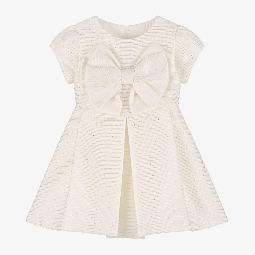 Lapin House-Girls Ivory Sequined Bow Dress | Childrensalon Outlet
