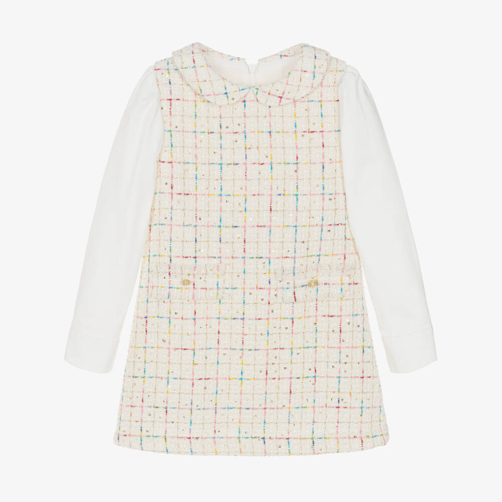 Lapin House-Girls Ivory Sequinned Tweed Dress | Childrensalon Outlet