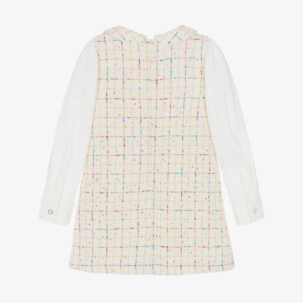 Lapin House-Girls Ivory Sequinned Tweed Dress | Childrensalon Outlet