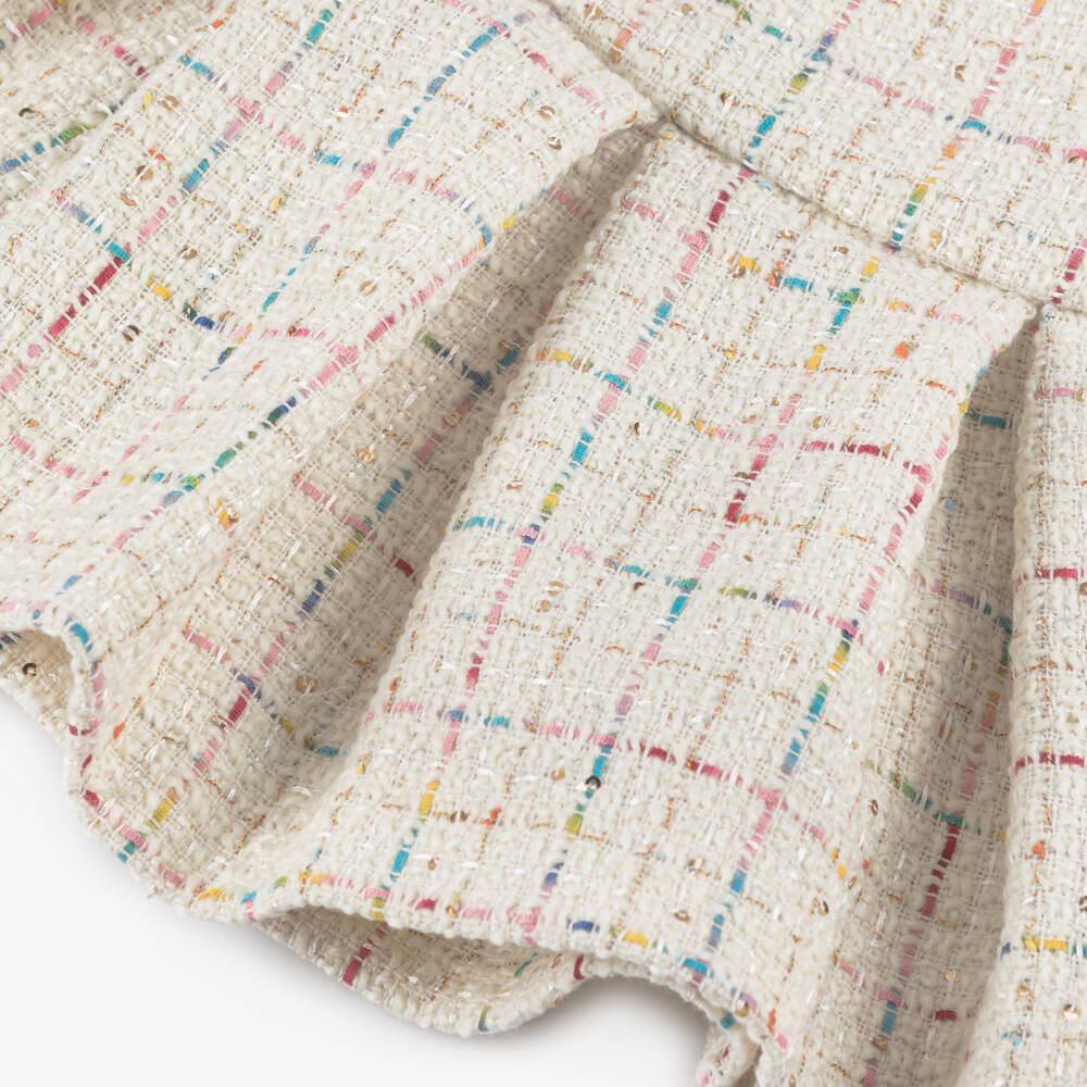 Lapin House-Girls Ivory Sequinned Wool Tweed Skirt | Childrensalon Outlet