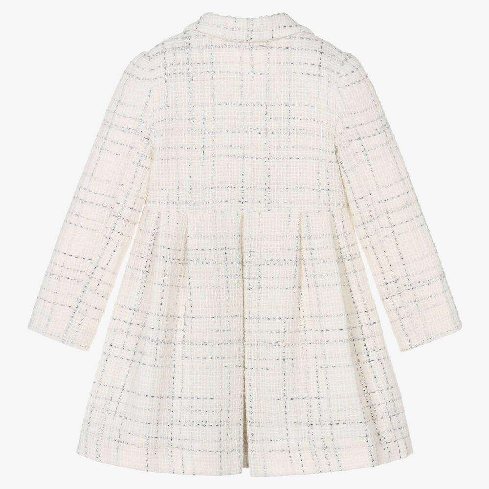 Lapin House-Кремово-серебристое пальто из твида с бантом | Childrensalon Outlet
