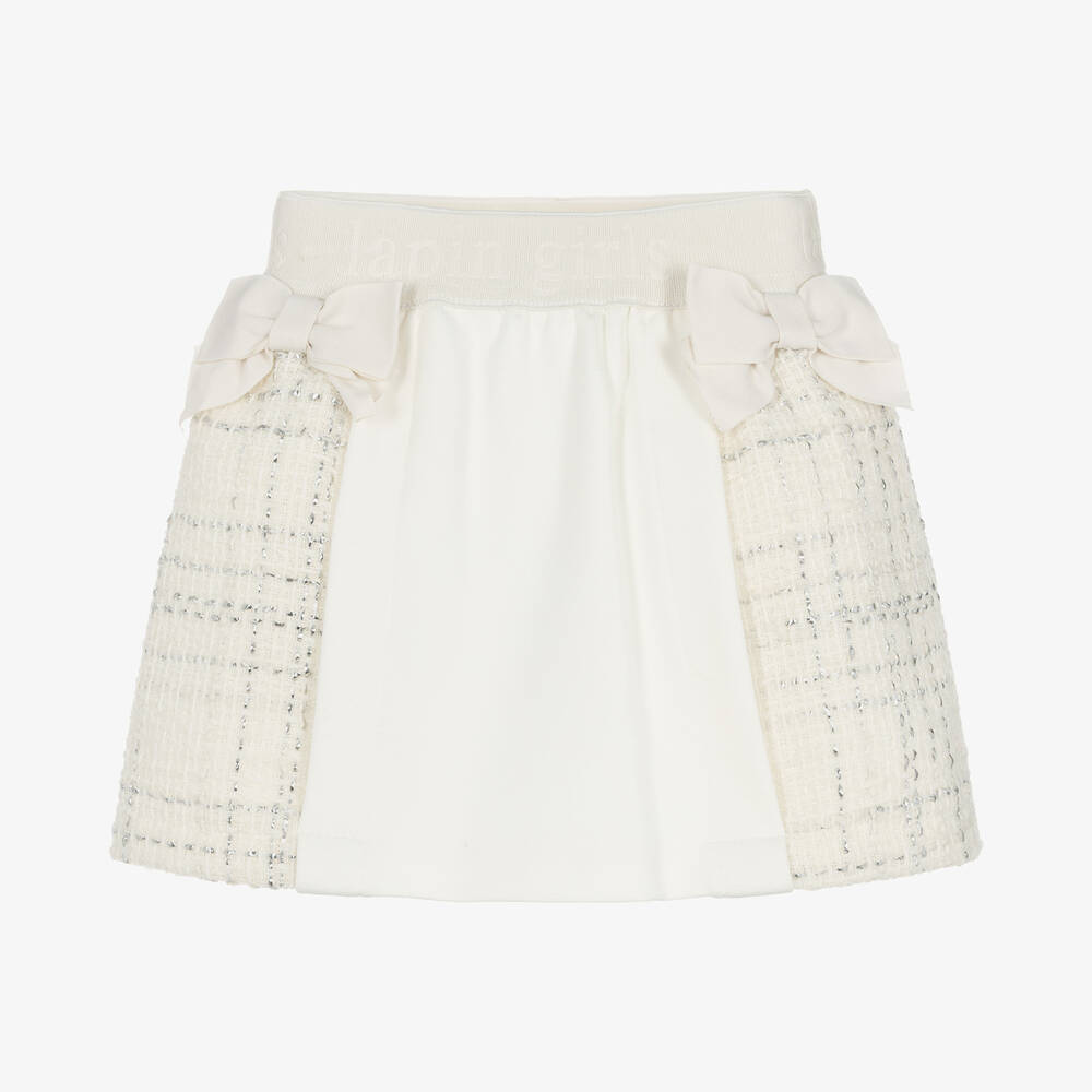 Lapin House - Girls Ivory & Silver Tweed Skirt | Childrensalon