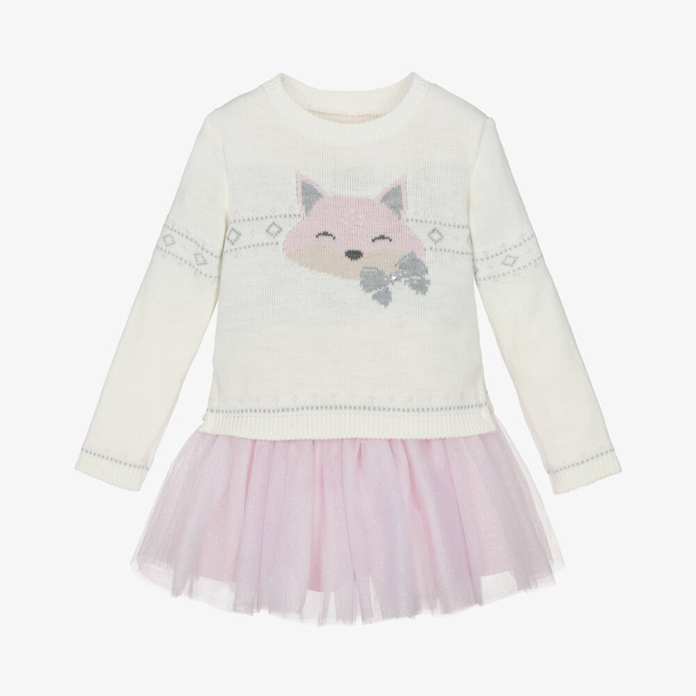 Lapin House-Girls Ivory Sweater & Pink Tulle Dress Set | Childrensalon Outlet