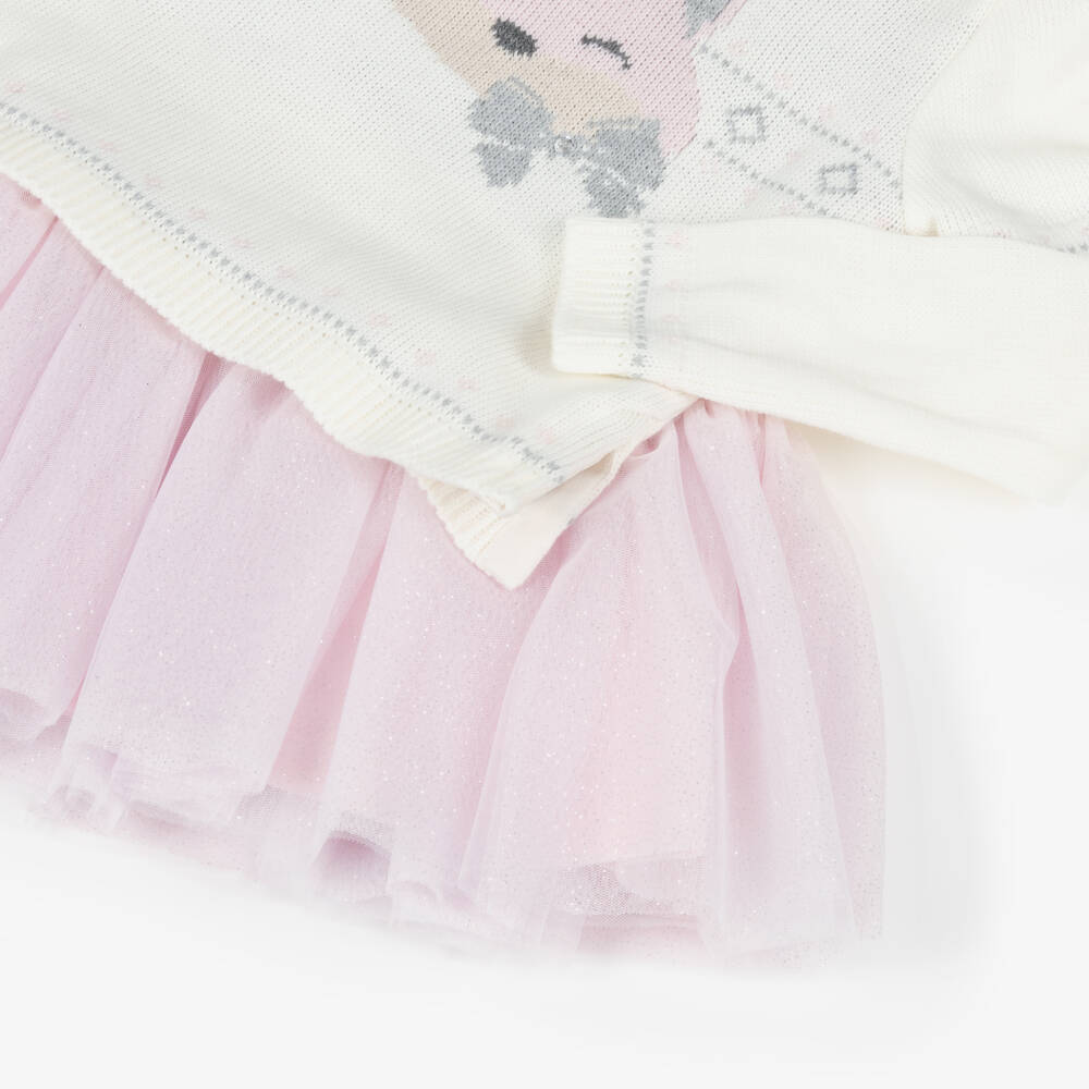Lapin House-Girls Ivory Sweater & Pink Tulle Dress Set | Childrensalon Outlet