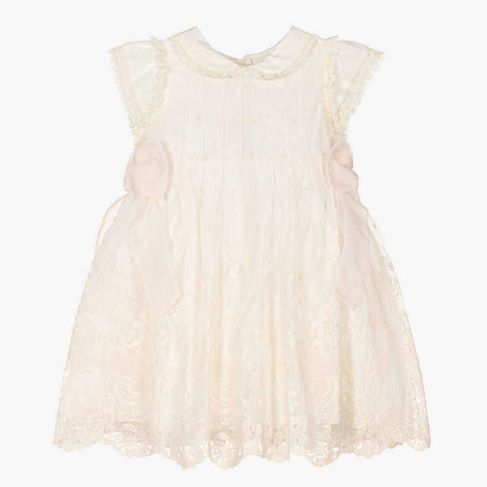 Lapin House - Кремовое платье из тюля и кружева | Childrensalon