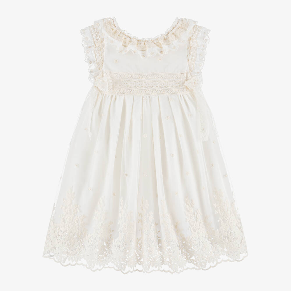 Lapin House-Girls Ivory Tulle & Lace Dress | Childrensalon Outlet