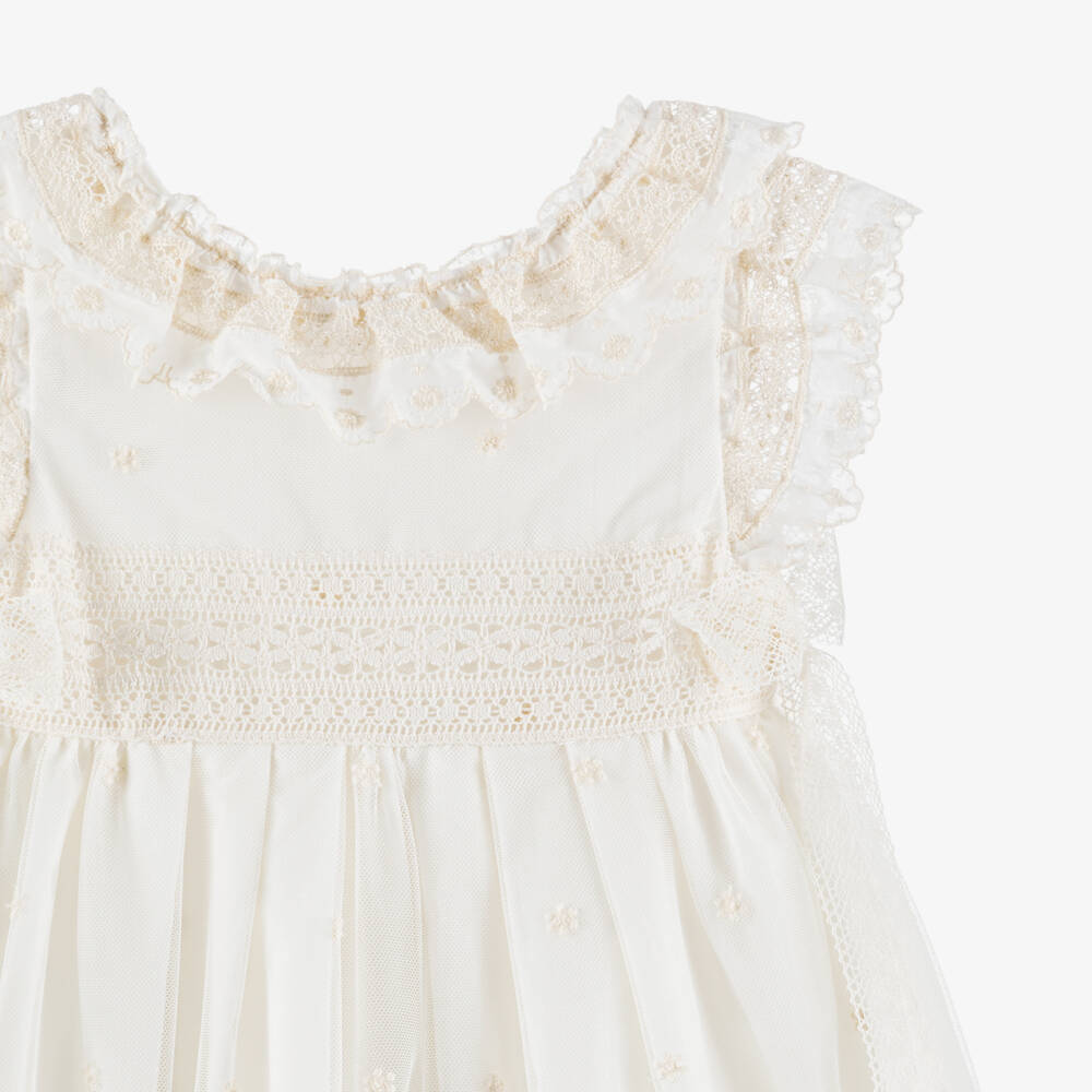 Lapin House-Girls Ivory Tulle & Lace Dress | Childrensalon Outlet