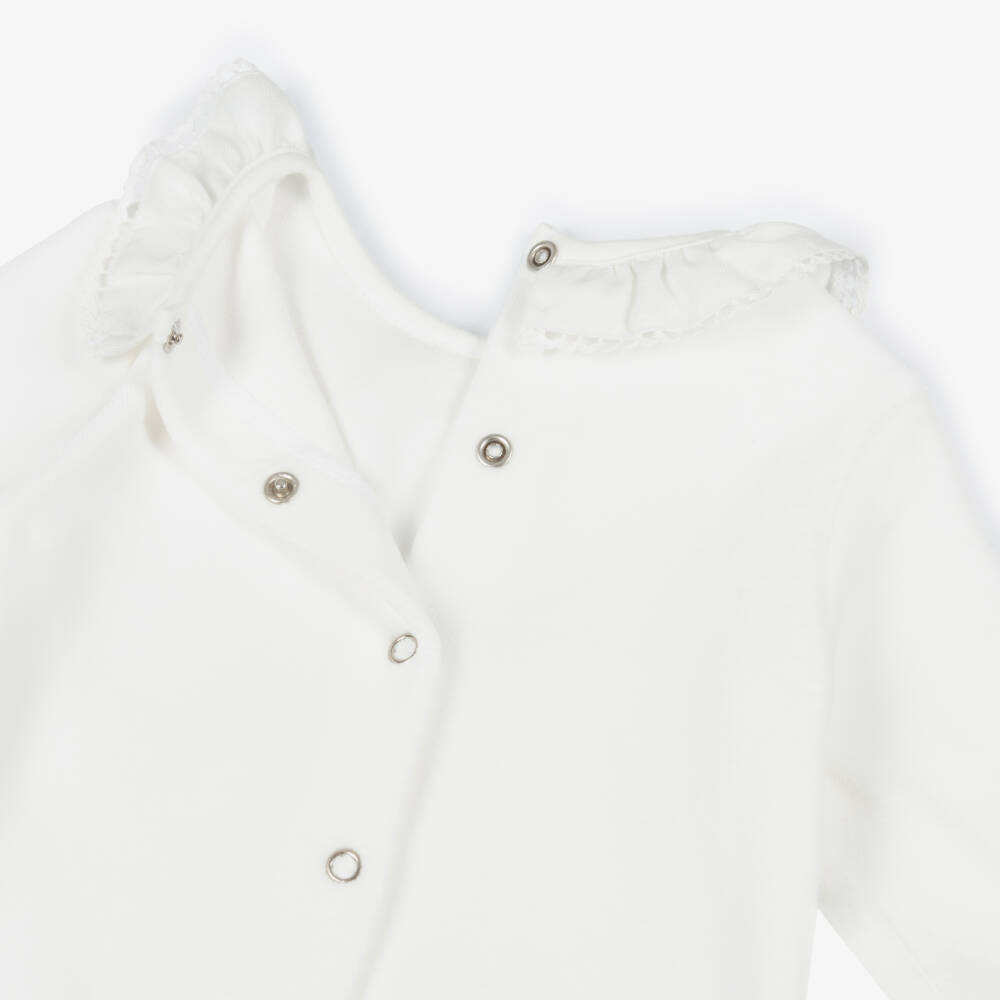 Lapin House-Girls Ivory Velour Fairytale Babygrow | Childrensalon Outlet