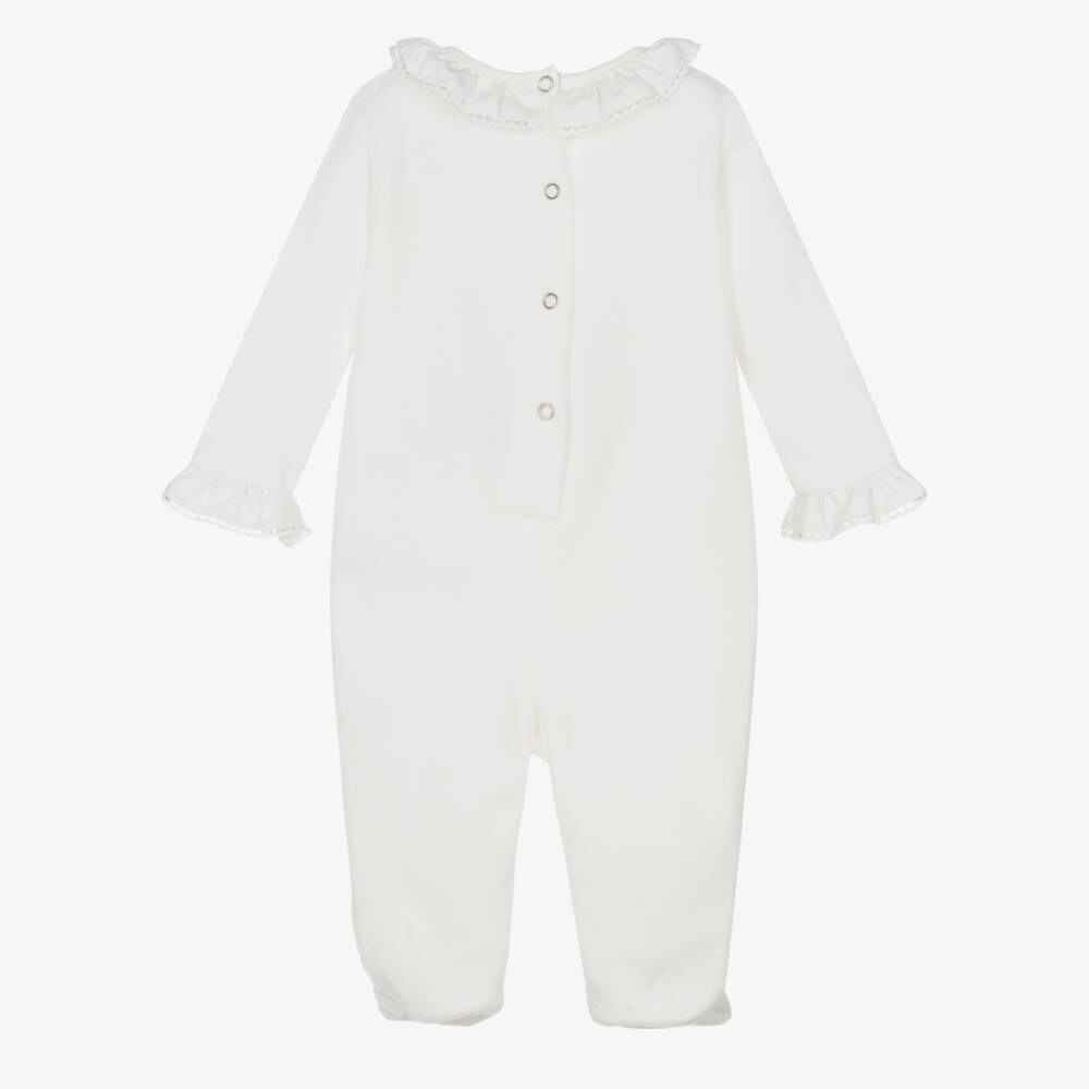 Lapin House-Girls Ivory Velour Fairytale Babygrow | Childrensalon Outlet