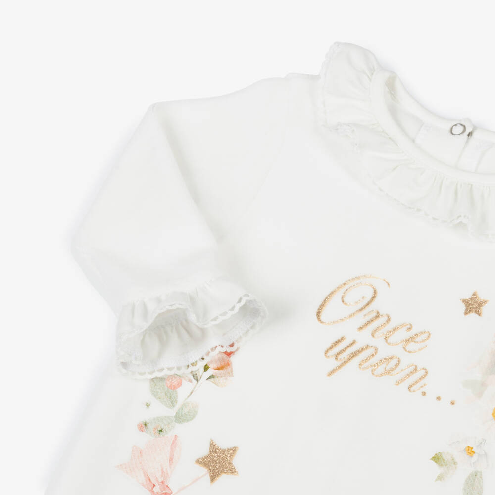 Lapin House-Girls Ivory Velour Fairytale Babygrow | Childrensalon Outlet