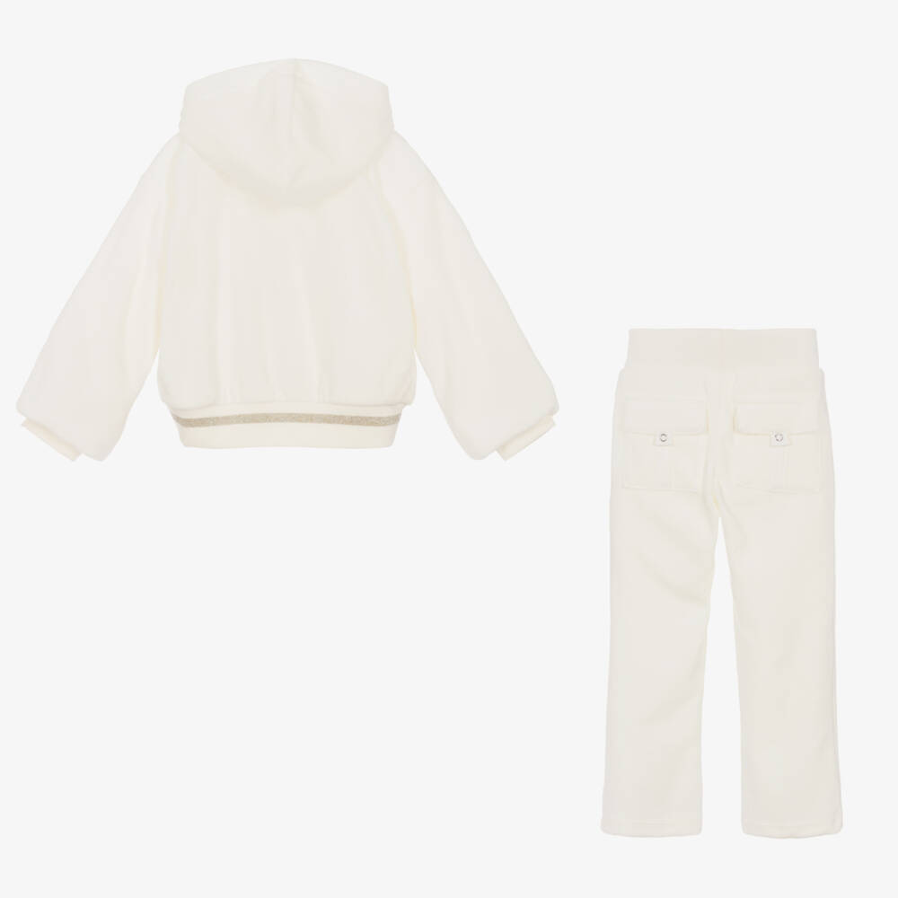 Lapin House-Girls Ivory Velour Hoodie Set | Childrensalon Outlet