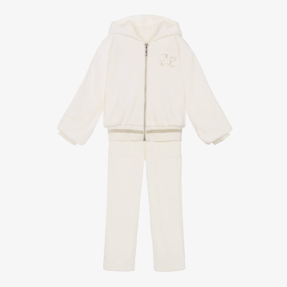 Lapin House-Girls Ivory Velour Hoodie Set | Childrensalon Outlet