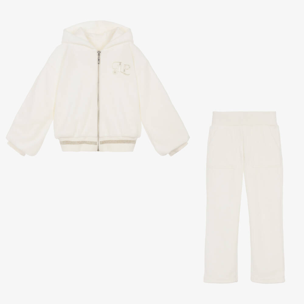Lapin House-Girls Ivory Velour Hoodie Set | Childrensalon Outlet