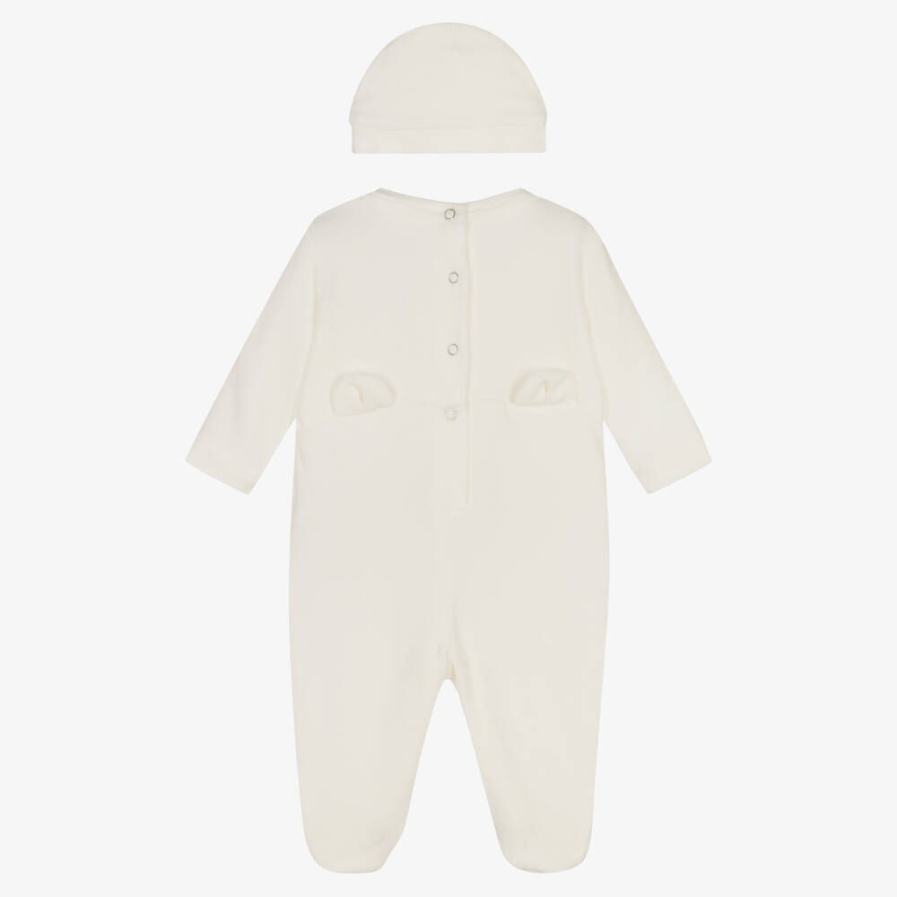 Lapin House-طقم أفرول بيبي غرو قطن قطيفة لون عاجي للمولودات | Childrensalon Outlet