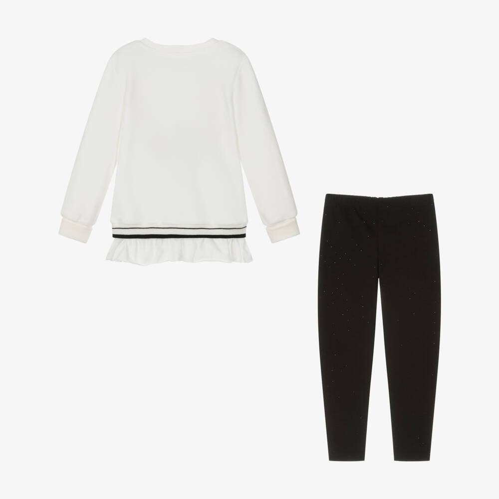 Lapin House-Girls Ivory Velour Top & Black Leggings Set | Childrensalon Outlet