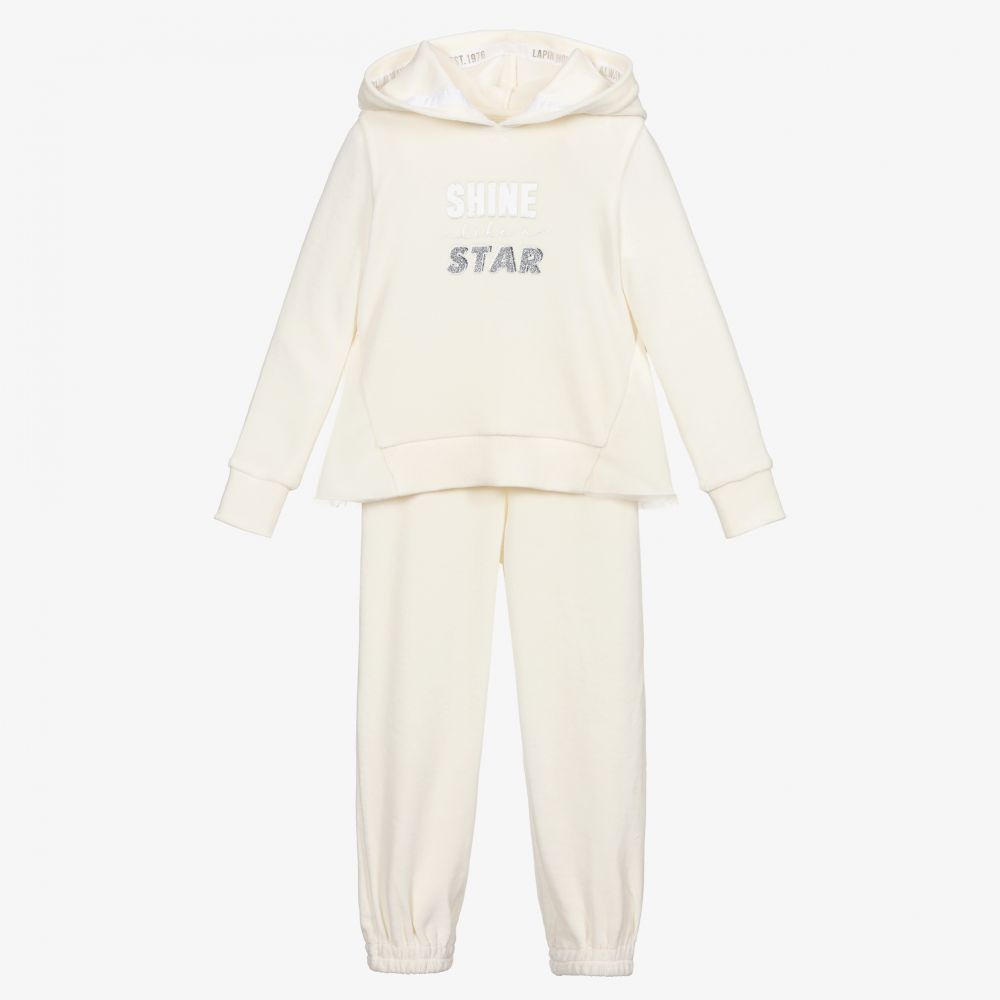 Lapin House-Girls Ivory Velour Tracksuit | Childrensalon Outlet