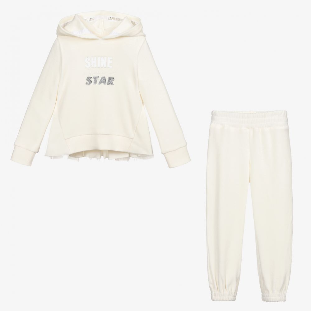 Lapin House-Girls Ivory Velour Tracksuit | Childrensalon Outlet