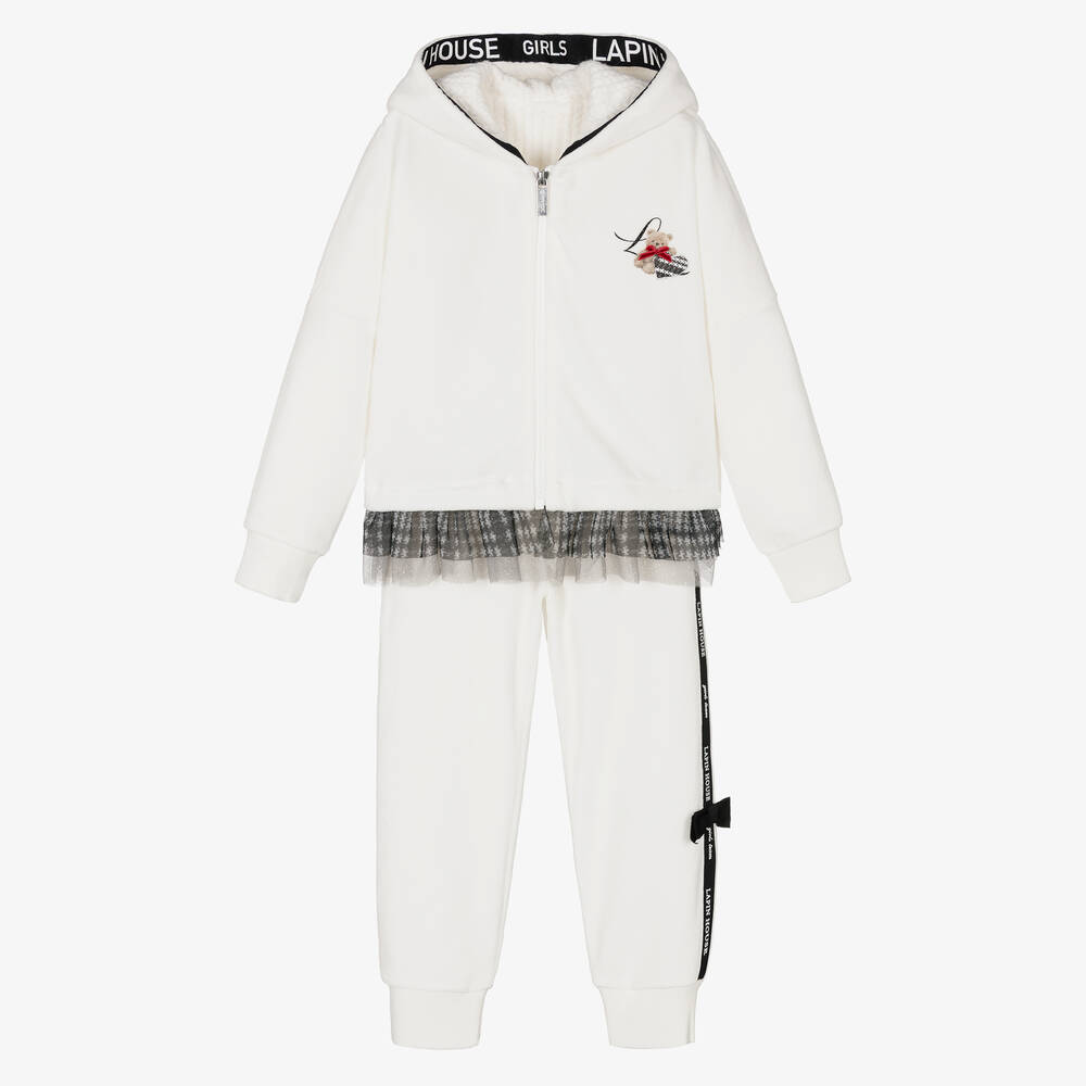 Lapin House-Girls Ivory Velour Tracksuit  | Childrensalon Outlet