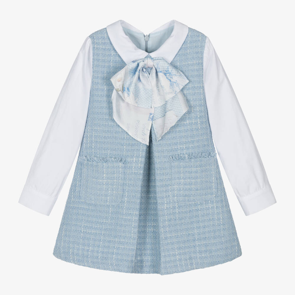 Lapin House-Girls Light Blue Tweed Dress | Childrensalon Outlet