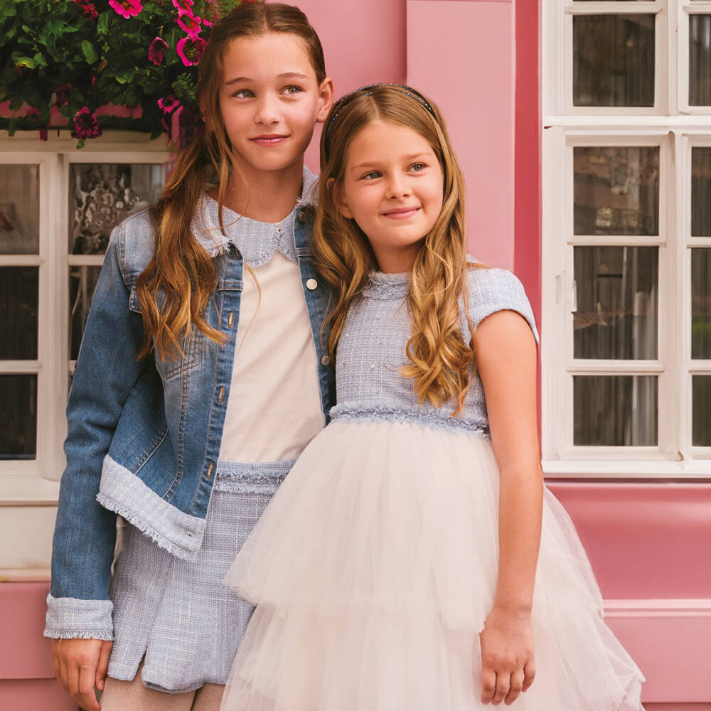 Lapin House-Girls Light Blue Tweed Skort | Childrensalon Outlet