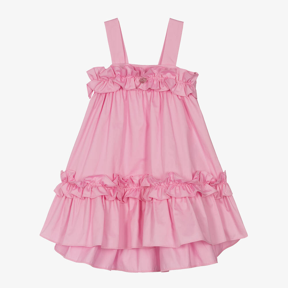 Lapin House-Girls Lilac Pink Ruffle Cotton Dress | Childrensalon Outlet