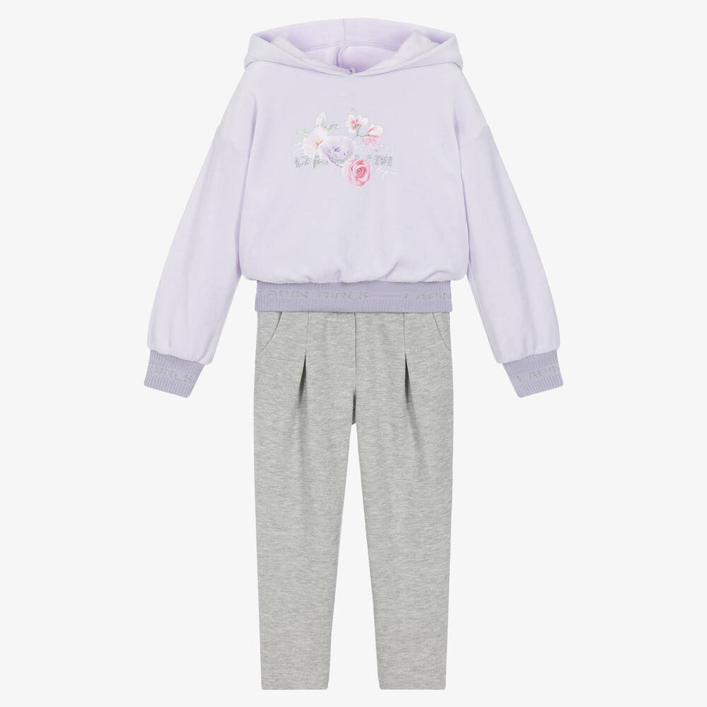 Lapin House - Girls Lilac Purple & Grey Tracksuit | Childrensalon