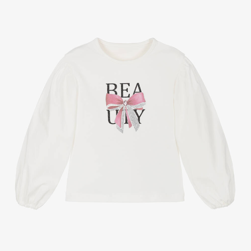 Lapin House-Girls Long-Sleeve Ivory Tee | Childrensalon Outlet