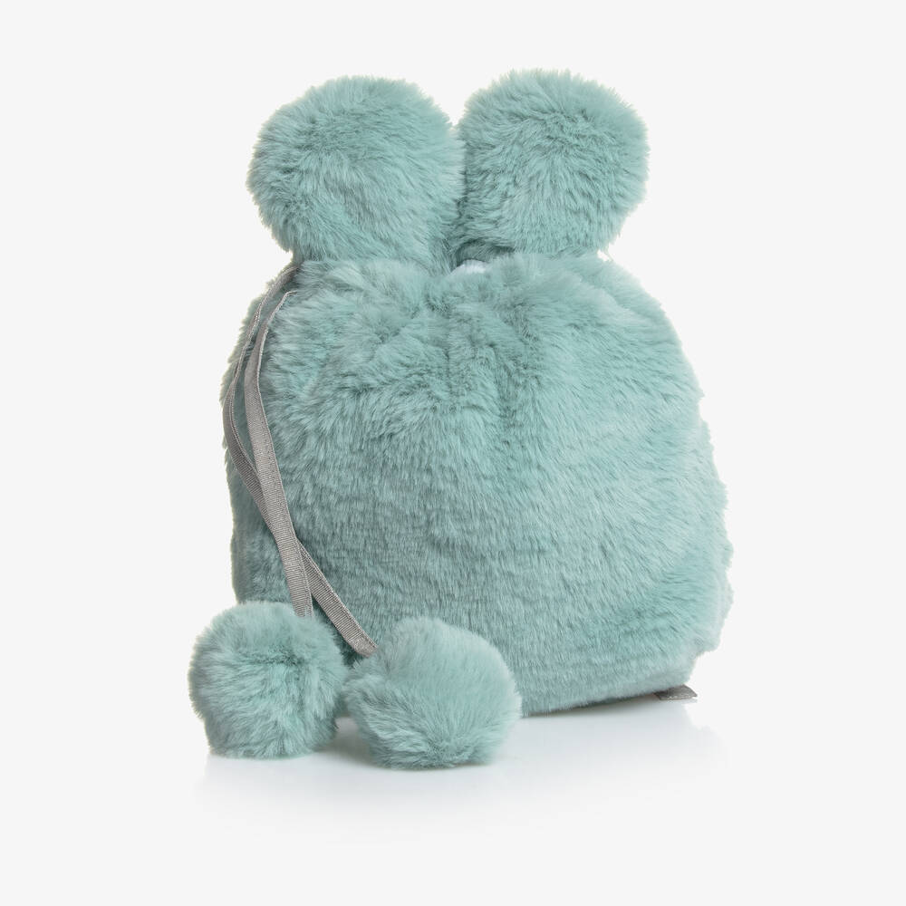 Lapin House - Girls Mint Green Faux Fur Backpack (20cm) | Childrensalon