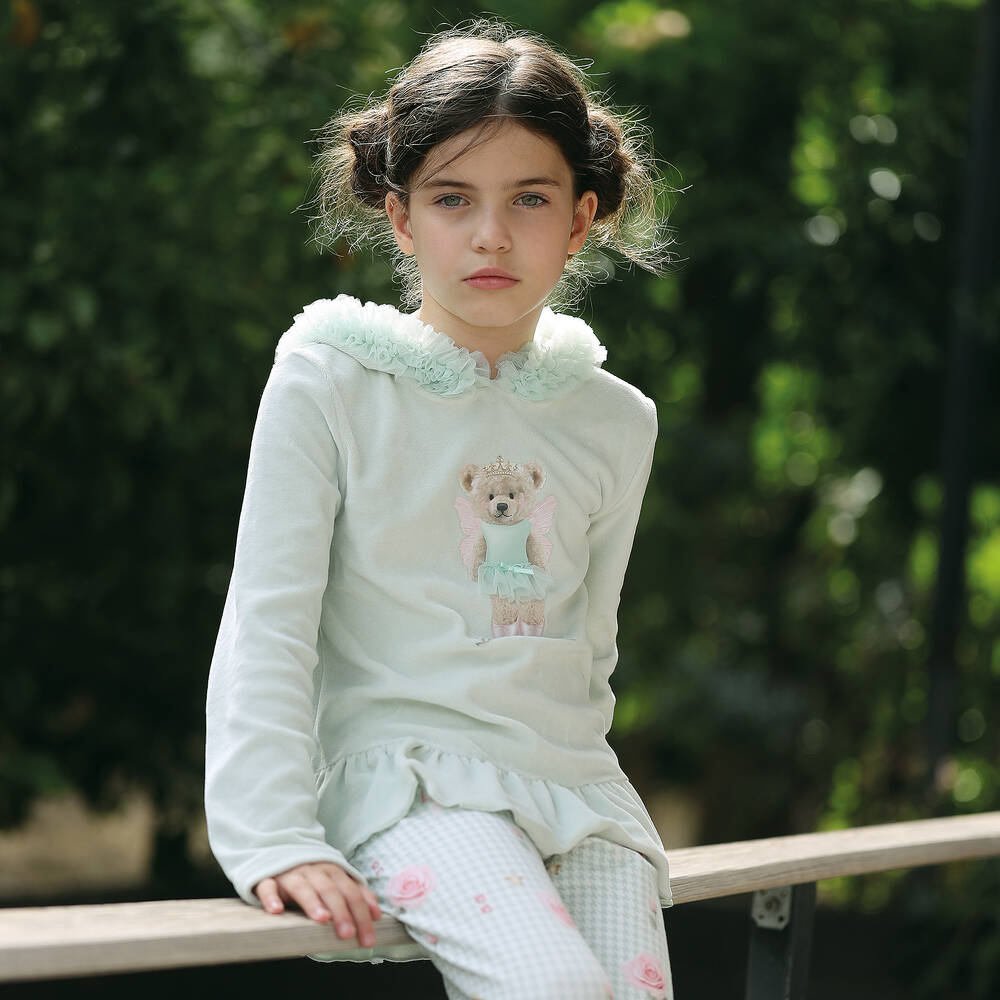 Lapin House-طقم ليغنغز قطن قطيفة لون أخضر نعناعي للبنات | Childrensalon Outlet