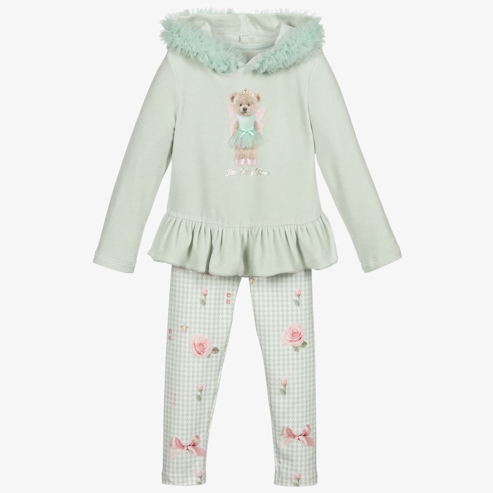 Lapin House-طقم ليغنغز قطن قطيفة لون أخضر نعناعي للبنات | Childrensalon Outlet