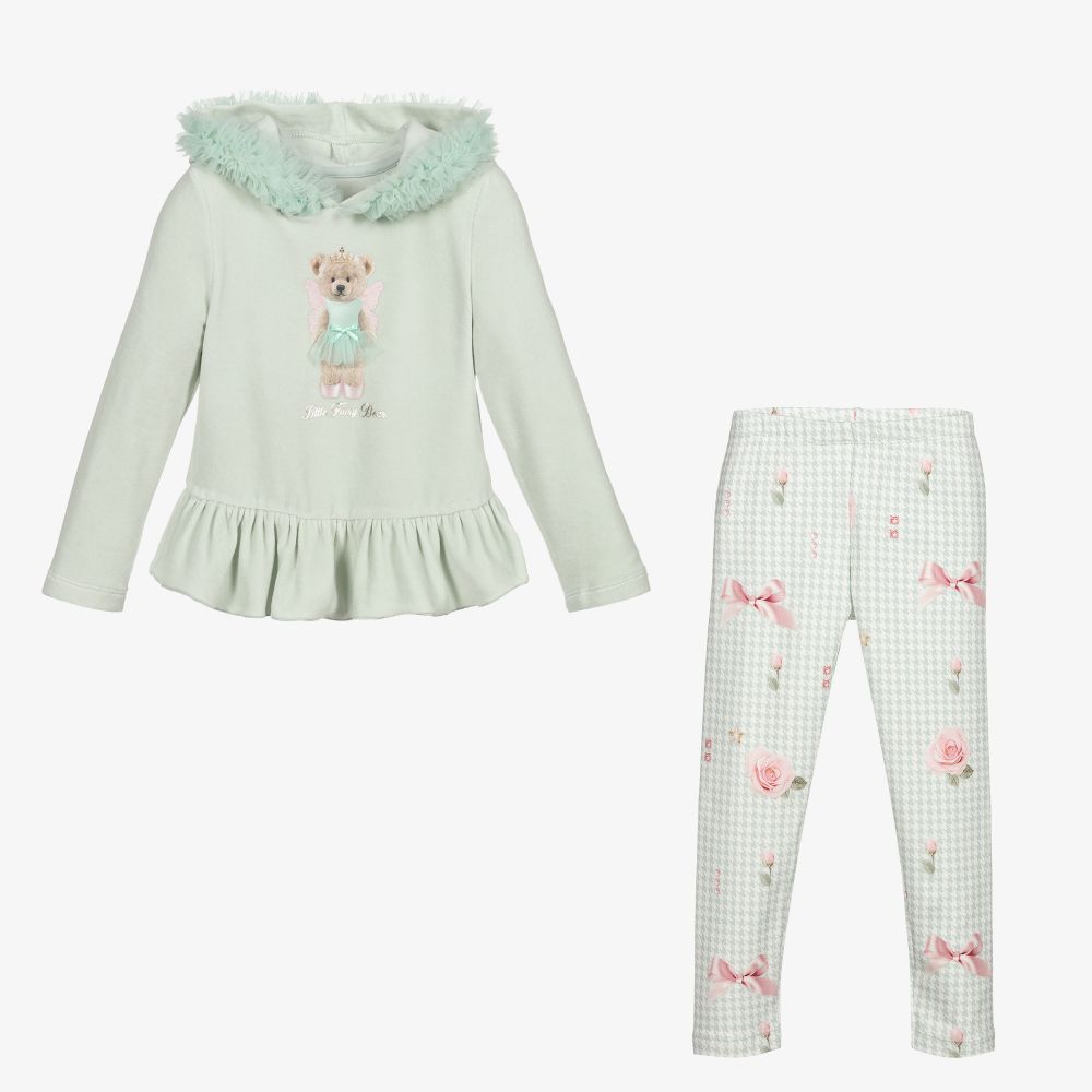 Lapin House-طقم ليغنغز قطن قطيفة لون أخضر نعناعي للبنات | Childrensalon Outlet