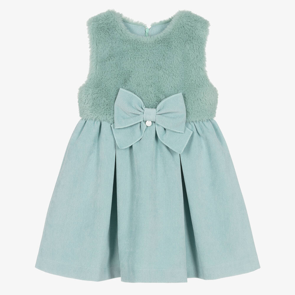 Lapin House - Girls Mint Green Plush & Corduroy Dress | Childrensalon