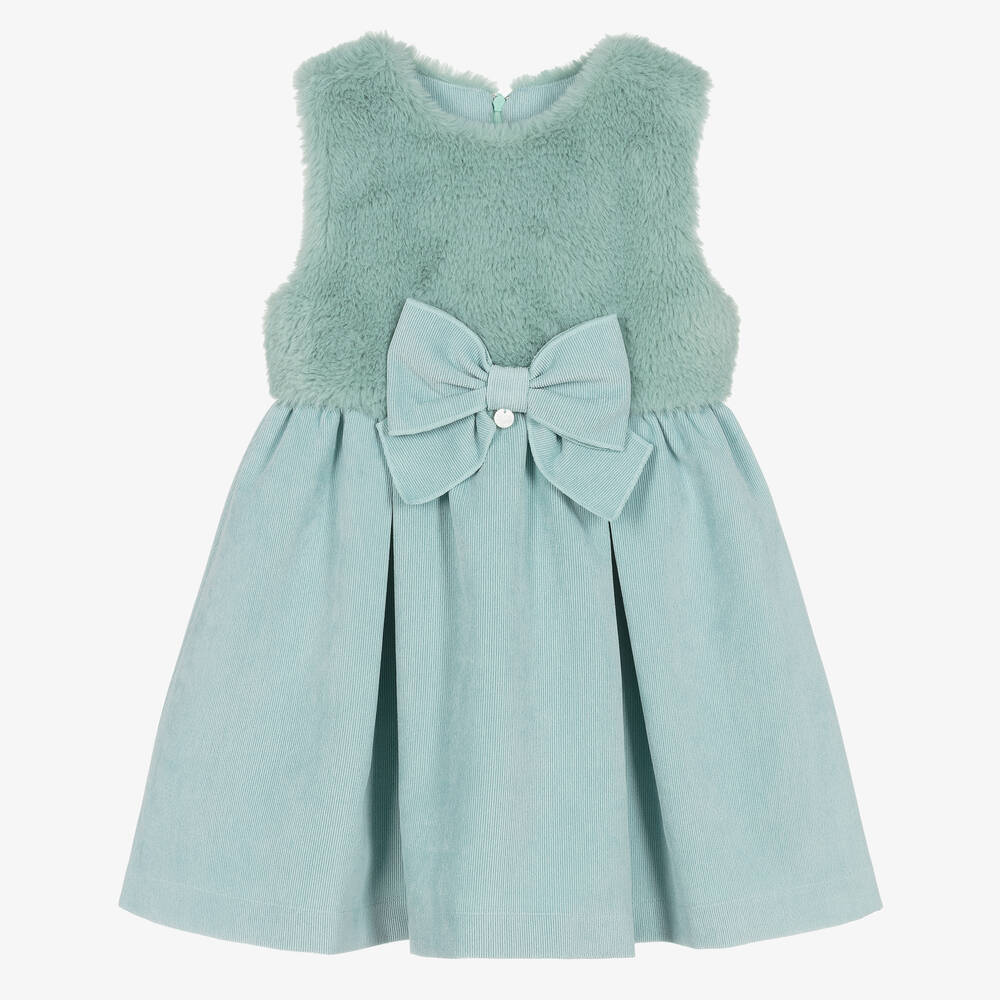 Lapin House - Robe verte en peluche et velours | Childrensalon