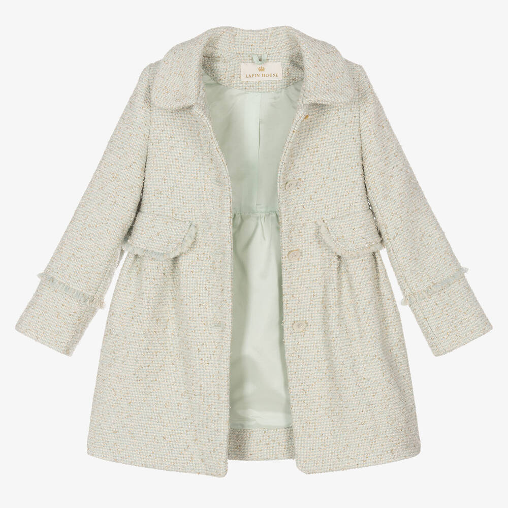 Lapin House Girls Mint Green Twill Coat Childrensalon Outlet