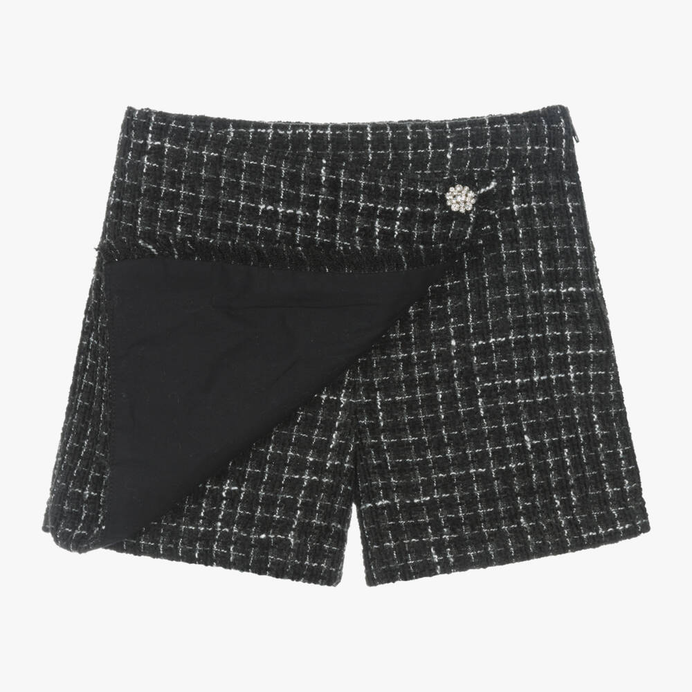 لابين هاوس-سكورت تويد لون أسود وأبيض للبنات | Childrensalon Outlet