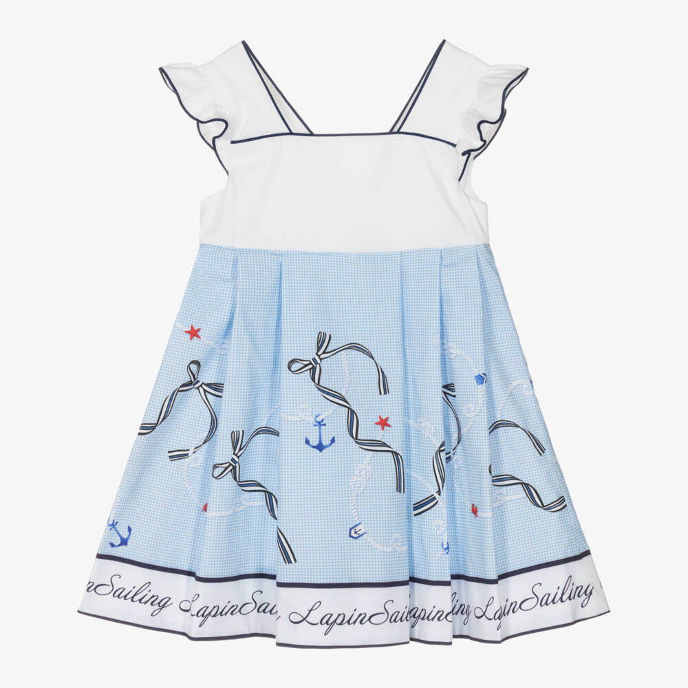 Lapin House-فستان بحري بنقشة المربعات للبنات | Childrensalon Outlet