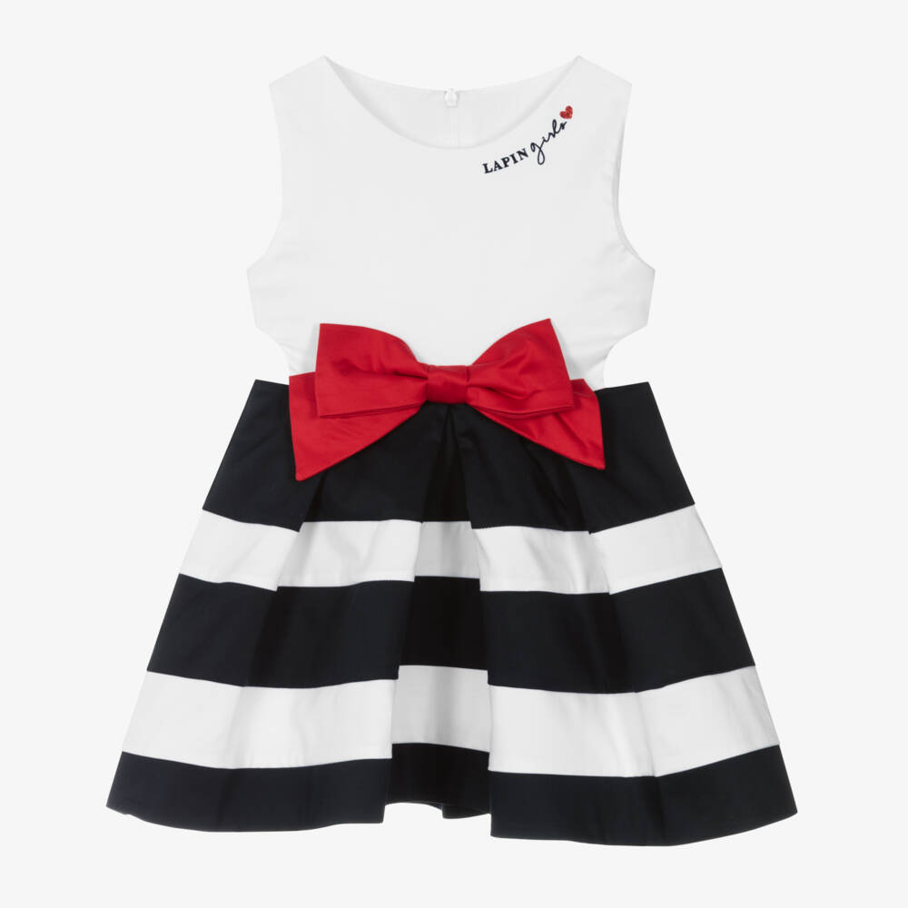 Lapin House-فستان قطن مخطط بحري للبنات | Childrensalon Outlet