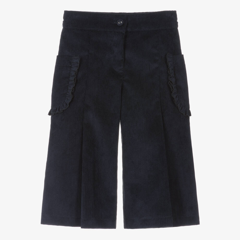 Lapin House-Girls Navy Blue Corduroy Pocket Culottes | Childrensalon Outlet