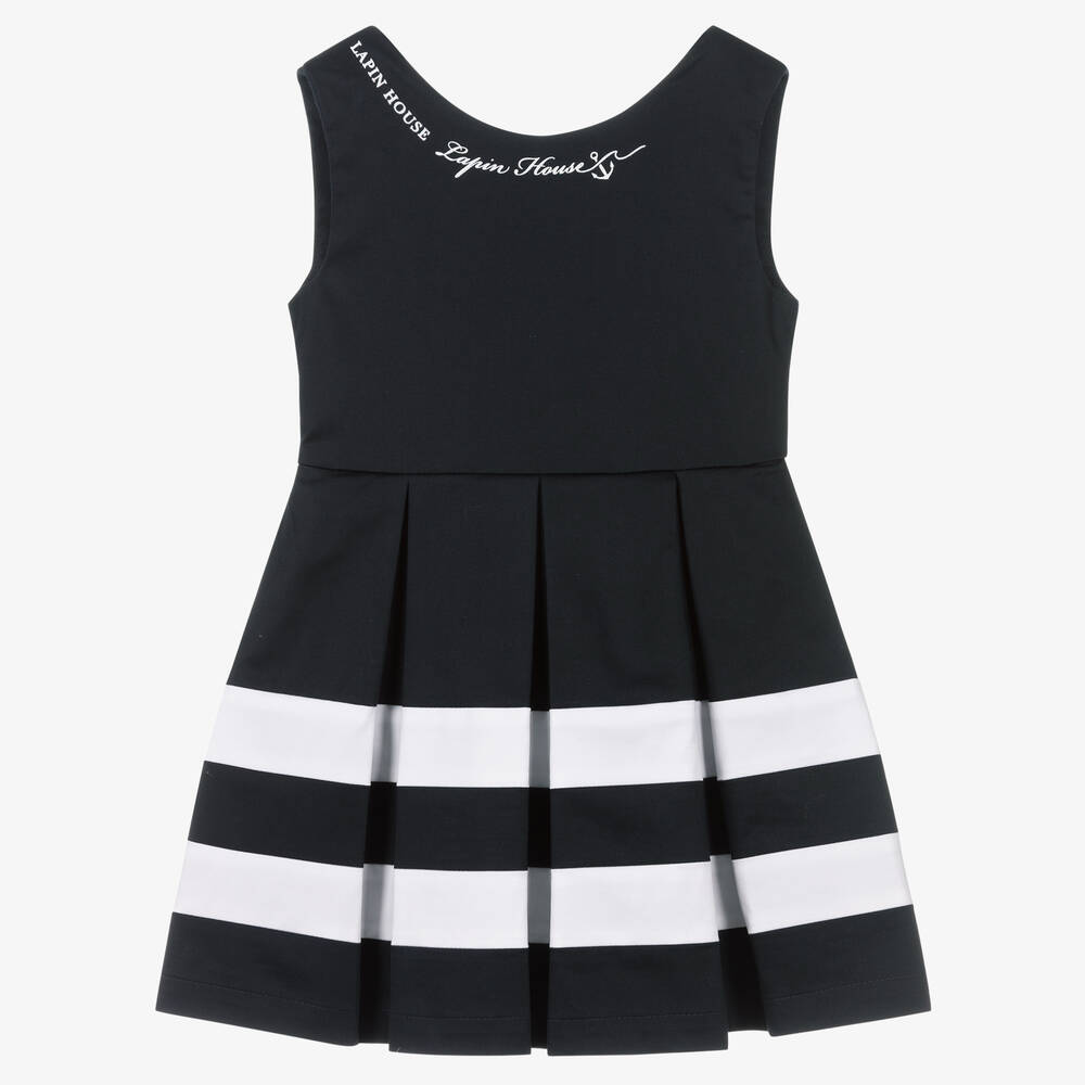 Lapin House-Girls Navy Blue Cotton Nautical Dress | Childrensalon Outlet