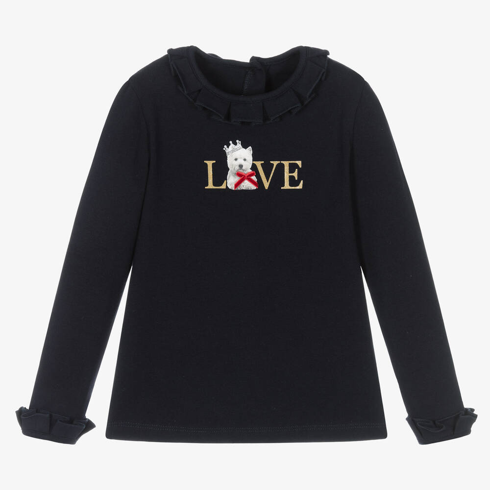 Lapin House - Girls Navy Blue Cotton Top | Childrensalon