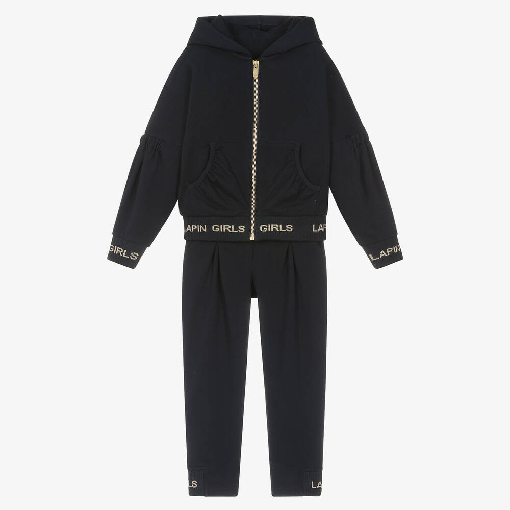 Lapin House - Girls Navy Blue Cotton Tracksuit | Childrensalon