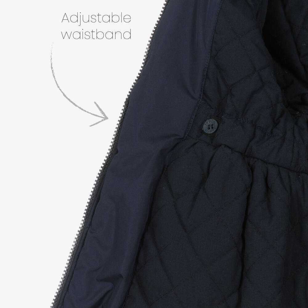 Lapin House-Girls Navy Blue Faux Fur Hooded Coat | Childrensalon Outlet