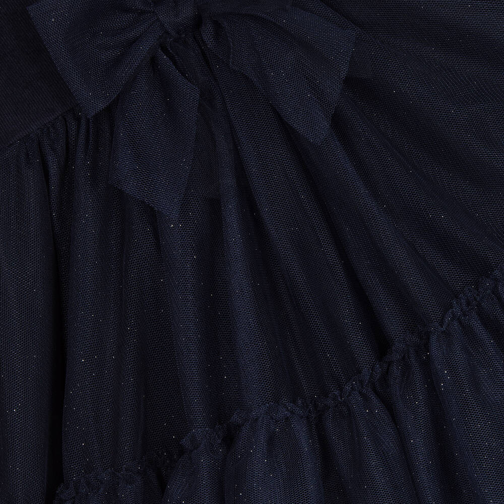 Lapin House - Girls Navy Blue Glitter Tulle Dress | Childrensalon Outlet