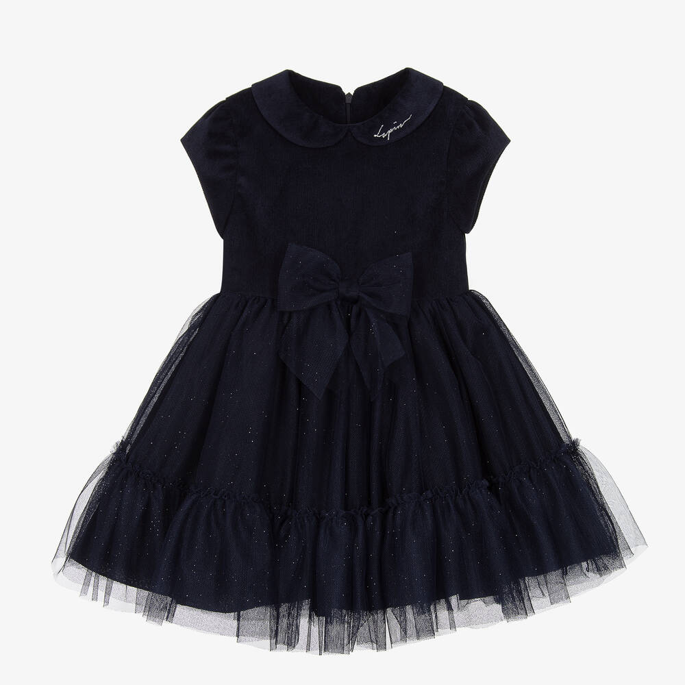 Lapin House - Girls Navy Blue Glitter Tulle Dress | Childrensalon