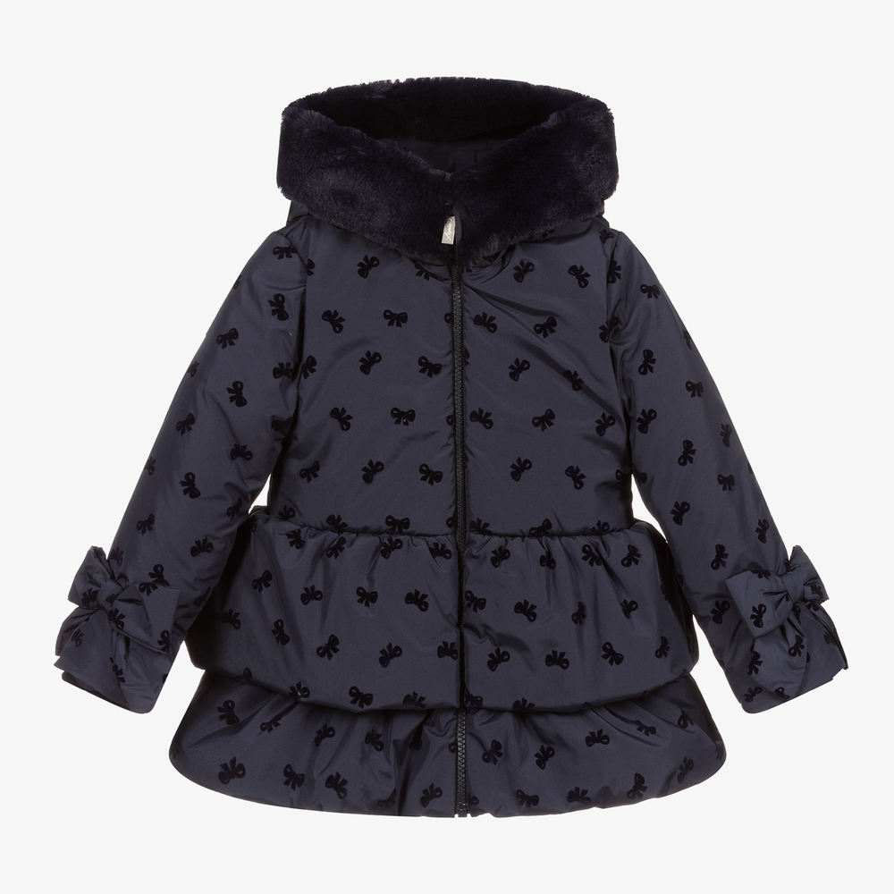 Lapin House - Girls Navy Blue Hooded Coat | Childrensalon