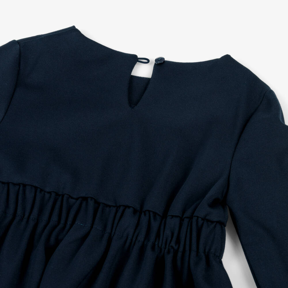 Lapin House-Girls Navy Blue Jersey Dress with Glitter Logo | Childrensalon Outlet